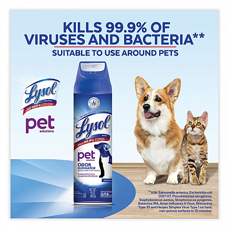 Disinfectant Spray II Pet Odor Eliminator, Fresh Scent, 15 oz Aerosol Spray, 12/Carton (99804CT)