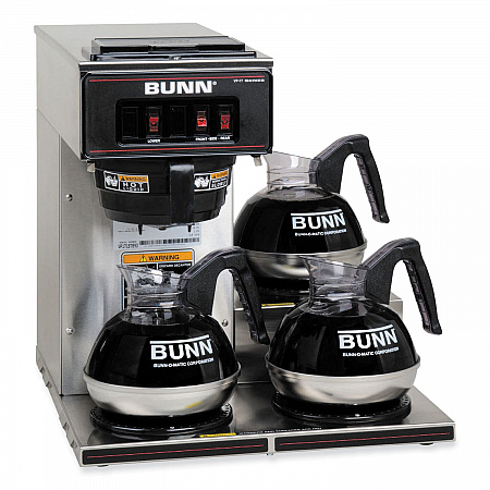 VP17-3 12-Cup Pour-Over Coffee Maker with Three Warmers, Stainless Steel/Black (133000003)