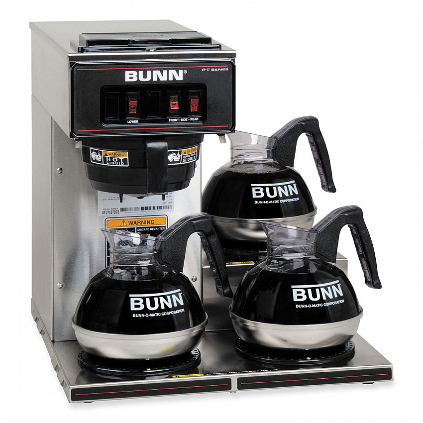 VP17-3 12-Cup Pour-Over Coffee Maker with Three Warmers, Stainless Steel/Black (133000003)