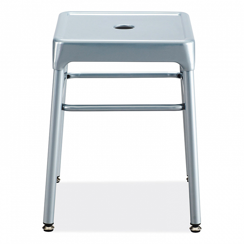 Steel GuestBistro Stool, Backless, Supports Up to 250 lb, 18" Seat Height, Silver Seat, Silver Base (6604SL)