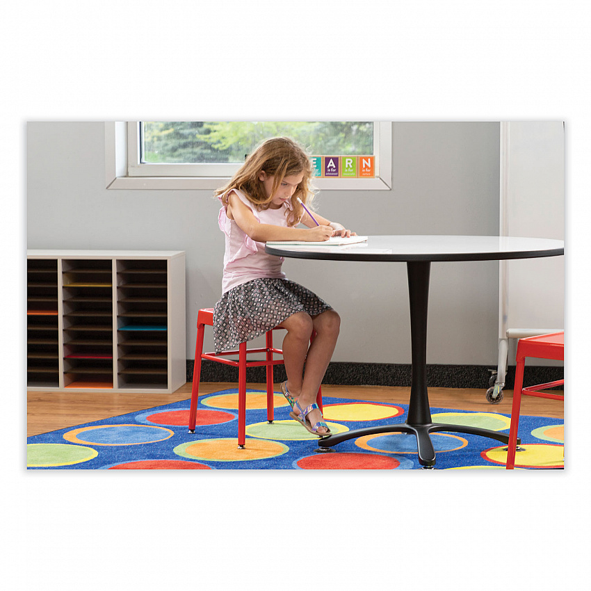 Steel GuestBistro Stool, Backless, Supports Up to 250 lb, 18" Seat Height, Red Seat, Red Base (6604RD)
