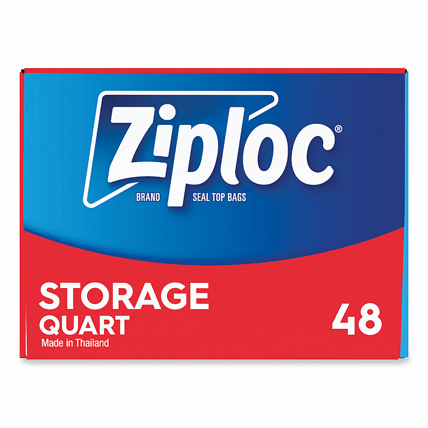 Double Zipper Storage Bags, Triple System Seal, Quart, 9.63" x 8.5", Clear, 48/Box (314469BX)