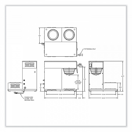 Axiom 15-3 12-Cup Low Profile Automatic Coffee Brewer, Gray/Stainless Steel (387000002)