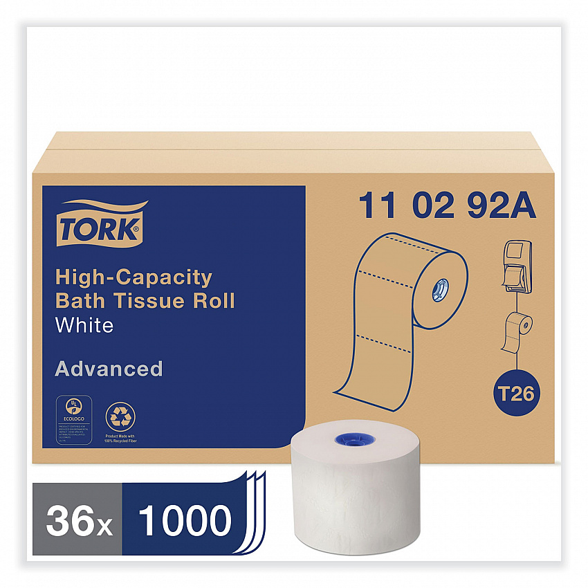 Advanced High Capacity Bath Tissue, Septic Safe, 2-Ply, White, 1,000 Sheets/Roll, 36 Rolls/Carton (110292A)