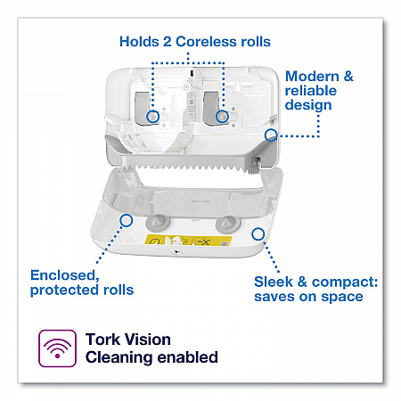 Elevation Coreless High Capacity Bath Tissue Dispenser, 14.17 x 5.08 x 8.23, White (473200)