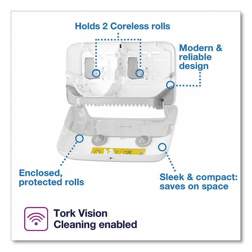 Elevation Coreless High Capacity Bath Tissue Dispenser, 14.17 x 5.08 x 8.23, White (473200)