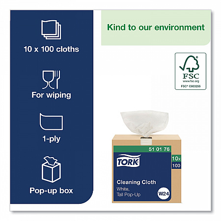 Cleaning Cloth, 8.46 x 16.13, White, 100 Wipes/Box, 10 Boxes/Carton (510176)