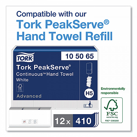 PeakServe Continuous Hand Towel Dispenser, 14.44 x 3.97 x 19.3, White (552530)
