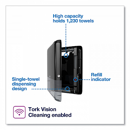 PeakServe Continuous Hand Towel Dispenser, 14.44 x 3.97 x 19.3, Black (552538)