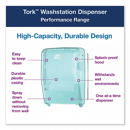 Washstation Dispenser, 12.56 x 10.57 x 18.09, Aqua/White (651220)
