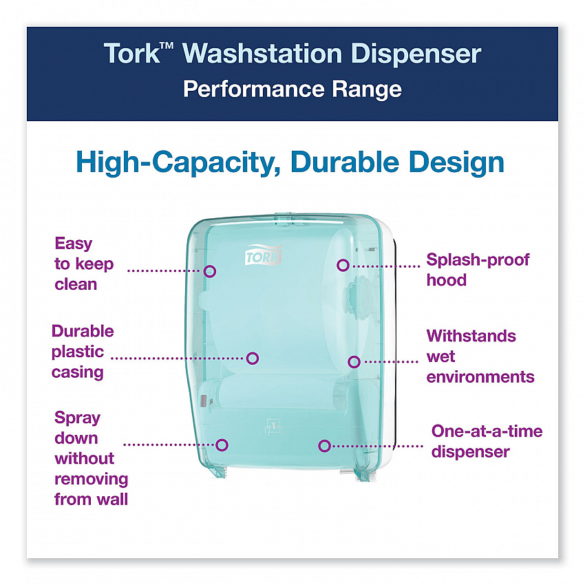 Washstation Dispenser, 12.56 x 10.57 x 18.09, Aqua/White (651220)