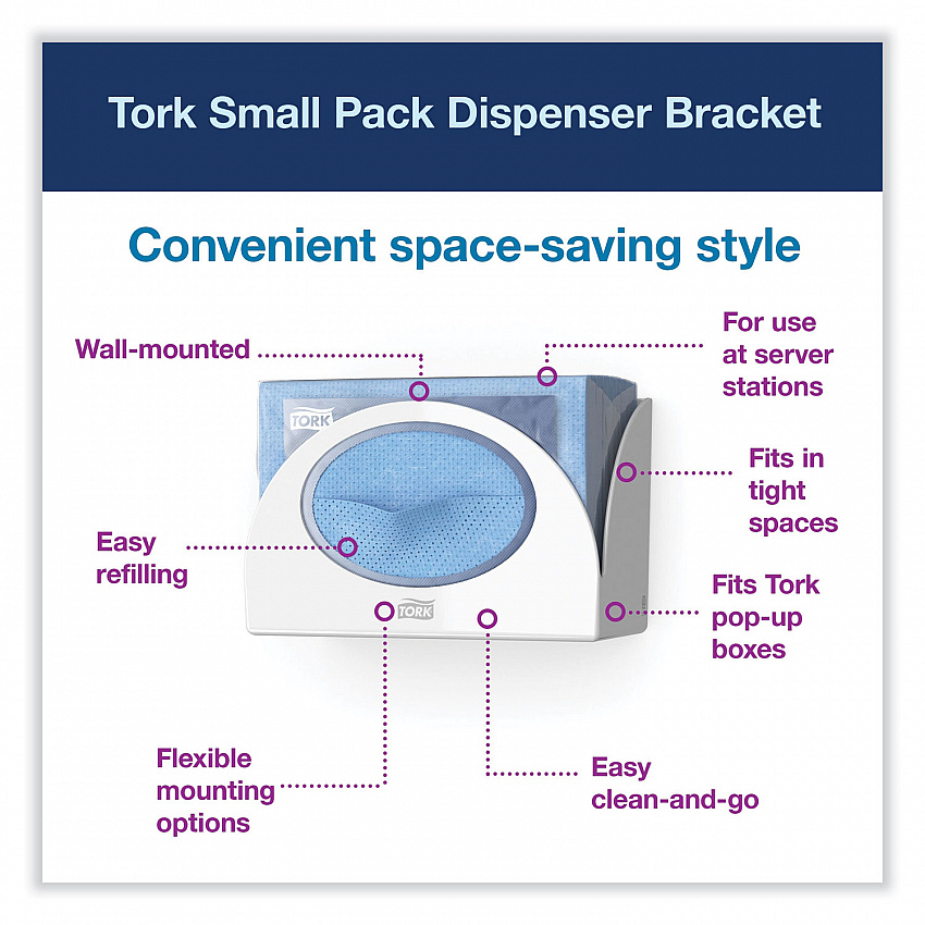 Small Bracket Wiper Dispenser, 8.42 x 4.22 x 5.74, White (655300)