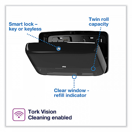 Elevation Bath Tissue Mini-Jumbo Roll Twin Dispenser, 17 x 5.69 x 10.13, Black (5555290)