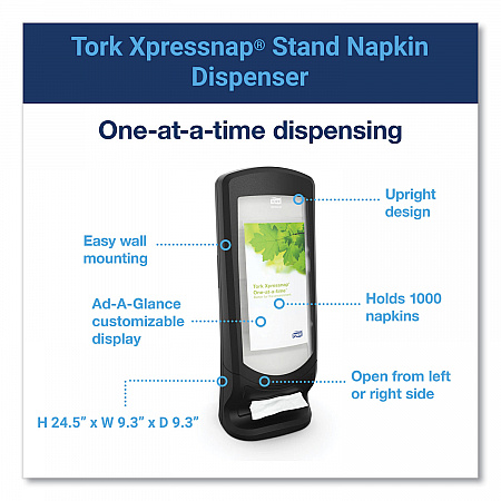 Xpressnap Stand Napkin Dispenser, 9.25 x 9.25 x 24.5, Black (6332000)