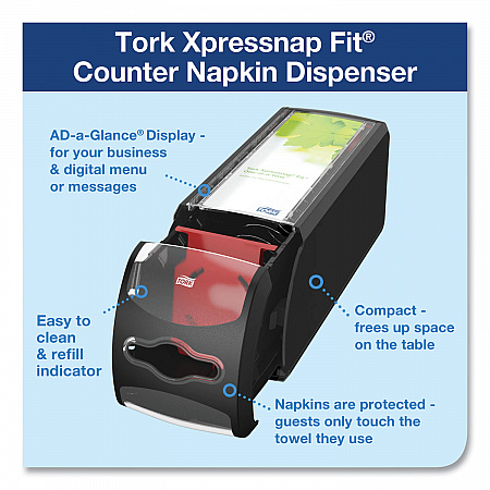 Xpressnap Fit Napkin Dispenser, Countertop, 4.8 x 12.8 x 5.6, Black (7432000)