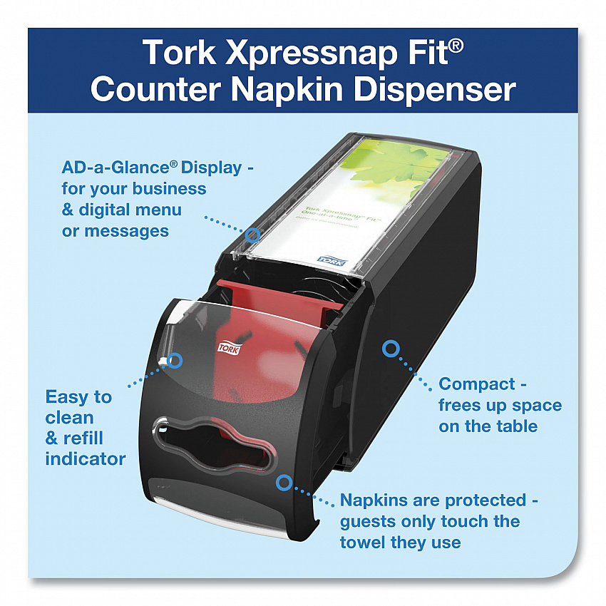 Xpressnap Fit Napkin Dispenser, Countertop, 4.8 x 12.8 x 5.6, Black (7432000)