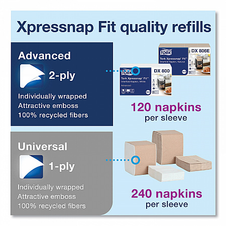 Xpressnap Fit Napkin Dispenser, Countertop, 4.8 x 12.8 x 5.6, Black (7432000)
