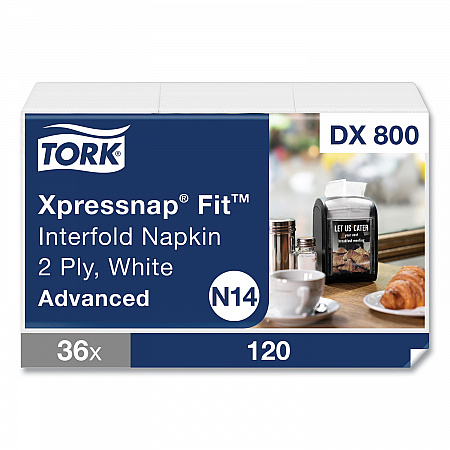 Xpressnap Fit Interfold Dispenser Napkins, 2-Ply, 6.5 x 8.39, White, 120/Pack, 36 Packs/Carton (DX800)
