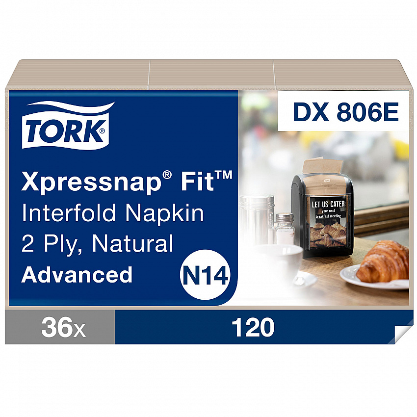 Xpressnap Fit Interfold Dispenser Napkins, 2-Ply, 6.5 x 8.39, Natural, 120/Pack, 36 Packs/Carton (DX806E)