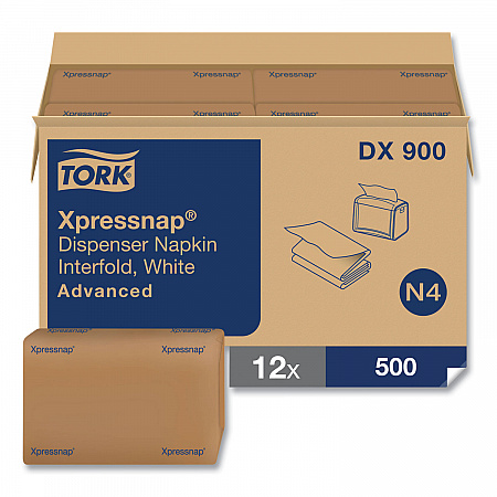 Xpressnap Interfold Dispenser Napkins, 1-Ply, Bag-Pack, 13 x 8.5, White, 6,000/Carton (DX900)