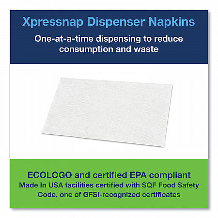 Xpressnap Interfold Dispenser Napkins, 1-Ply, Bag-Pack, 13 x 8.5, White, 6,000/Carton (DX900)