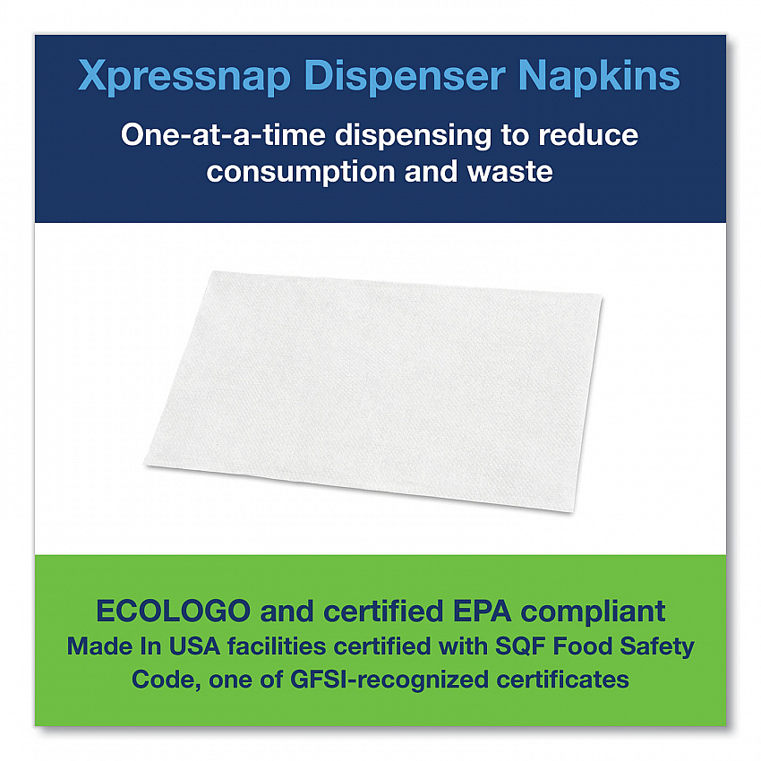 Xpressnap Interfold Dispenser Napkins, 1-Ply, Bag-Pack, 13 x 8.5, White, 6,000/Carton (DX900)