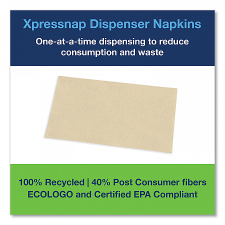 Xpressnap Interfold Dispenser Napkins, 1-Ply, Bag-Pack, 13 x 8.5, Natural, 500/Pack, 12 Packs/Carton (DX906E)