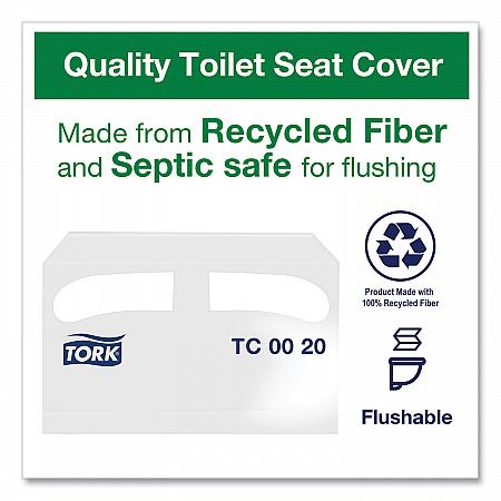 Toilet Seat Cover, Half-Fold, 14.5 x 17, White, 250/Pack, 20 Packs/Carton (TC0020)