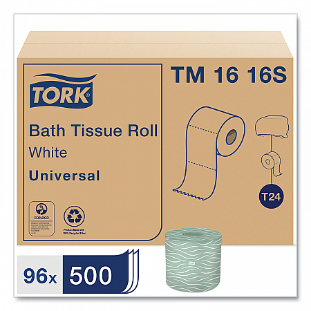 Universal Bath Tissue, Septic Safe, 2-Ply, White, 500 Sheets/Roll, 96 Rolls/Carton (TM1616S)