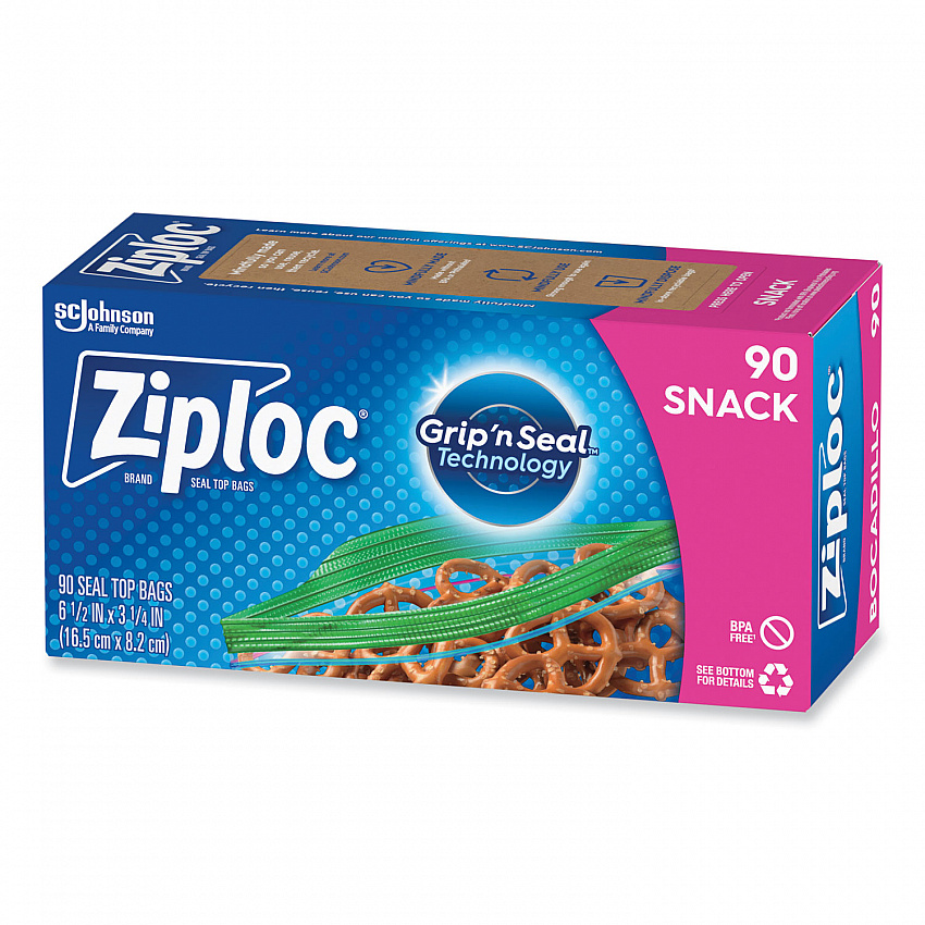 Seal Top Snack Bags, Snack, 6.5" x 3.25", Clear, 90 Bags/Box, 12 Boxes/Carton (383215)