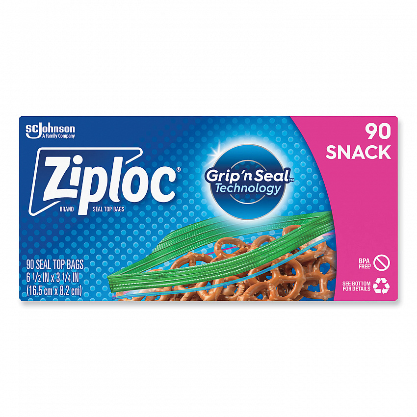 Seal Top Snack Bags, Snack, 6.5" x 3.25", Clear, 90 Bags/Box, 12 Boxes/Carton (383215)