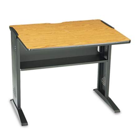Safco Computer Desk with Reversible Top, 35.5" x 28" x 30", Mahogany/Medium Oak/Black (1930)
