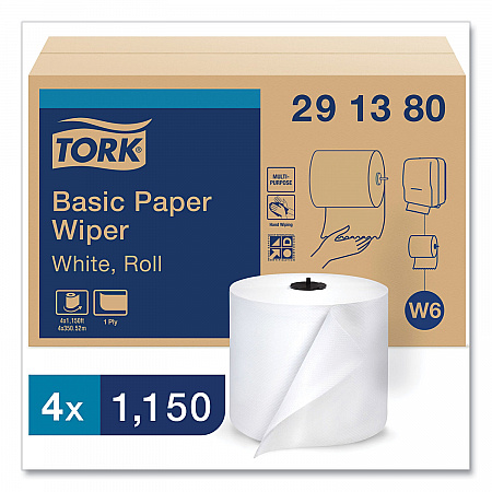 Paper Wiper Roll Towel, 1-Ply, 7.68
