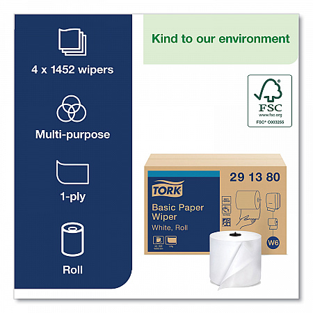 Paper Wiper Roll Towel, 1-Ply, 7.68