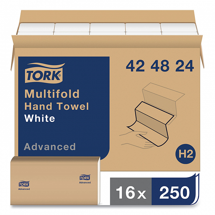 Advanced Multifold Hand Towel, 1-Ply, 9 x 9.5, White, 250/Pack, 16 Packs/Carton (424824)
