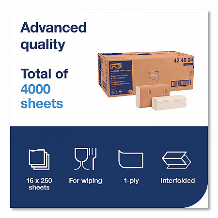 Advanced Multifold Hand Towel, 1-Ply, 9 x 9.5, White, 250/Pack, 16 Packs/Carton (424824)