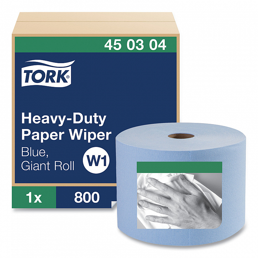 Heavy-Duty Paper Wiper, 1-Ply, 11.1" x 800 ft, Blue (450304)