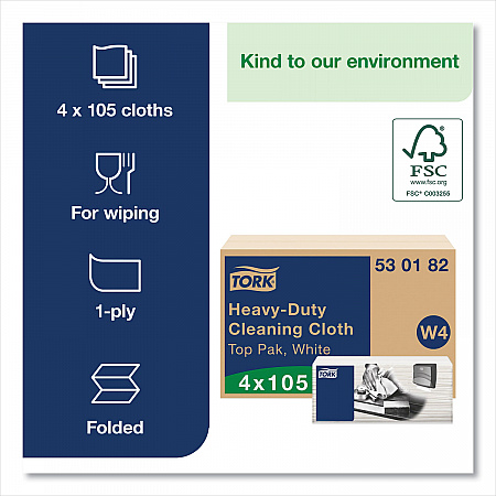 Heavy-Duty Cleaning Cloth, 14 x 16.34, White, 105/Pack, 4 Packs/Carton (530182)