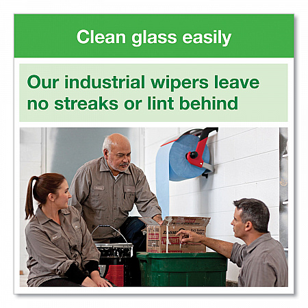Industrial Paper Wiper, 4-Ply, 11 x 15.75, Unscented, Blue, 375 Wipes/Roll, 2 Rolls/Carton (13244101)