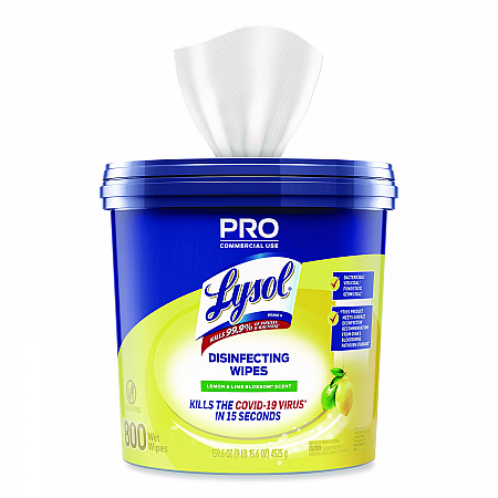 Professional Disinfecting Wipe Bucket, 1-Ply, 6 x 8, Lemon and Lime Blossom, White, 800 Wipes/Bucket, 2 Buckets/Carton (99856CT)