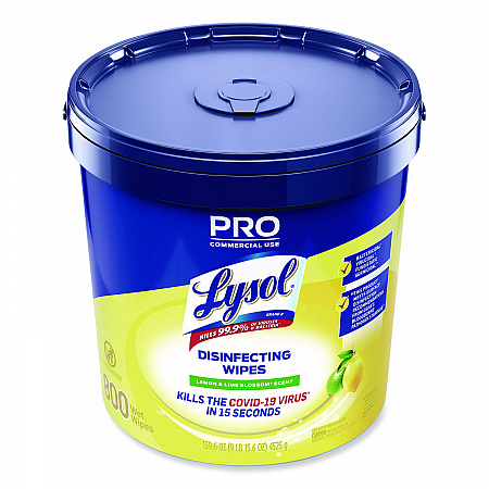 Professional Disinfecting Wipe Bucket, 1-Ply, 6 x 8, Lemon and Lime Blossom, White, 800 Wipes/Bucket, 2 Buckets/Carton (99856CT)
