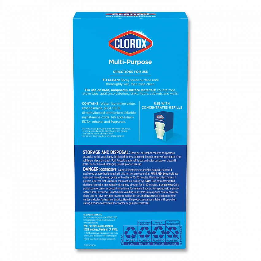 Clorox Multipurpose Degreaser Cleaner Refillable Starter Kit, Crisp Lemon Scent (60160)