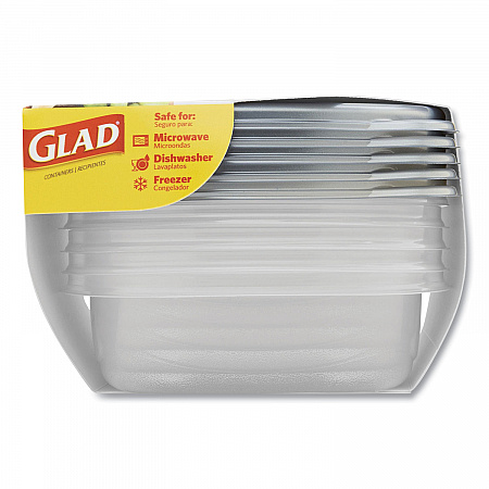Home Collection Food Storage Containers With Lids, Medium Square, 25 Oz, Clear/metallic, Plastic, 5/pack (XZA60795)