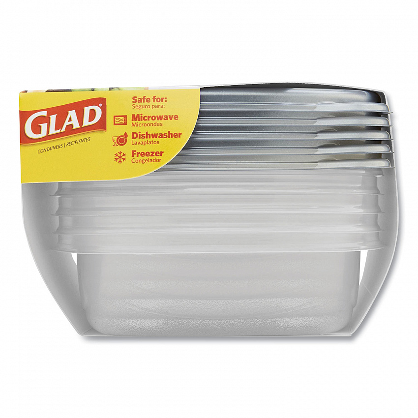 Home Collection Food Storage Containers With Lids, Medium Square, 25 Oz, Clear/metallic, Plastic, 5/pack (XZA60795)