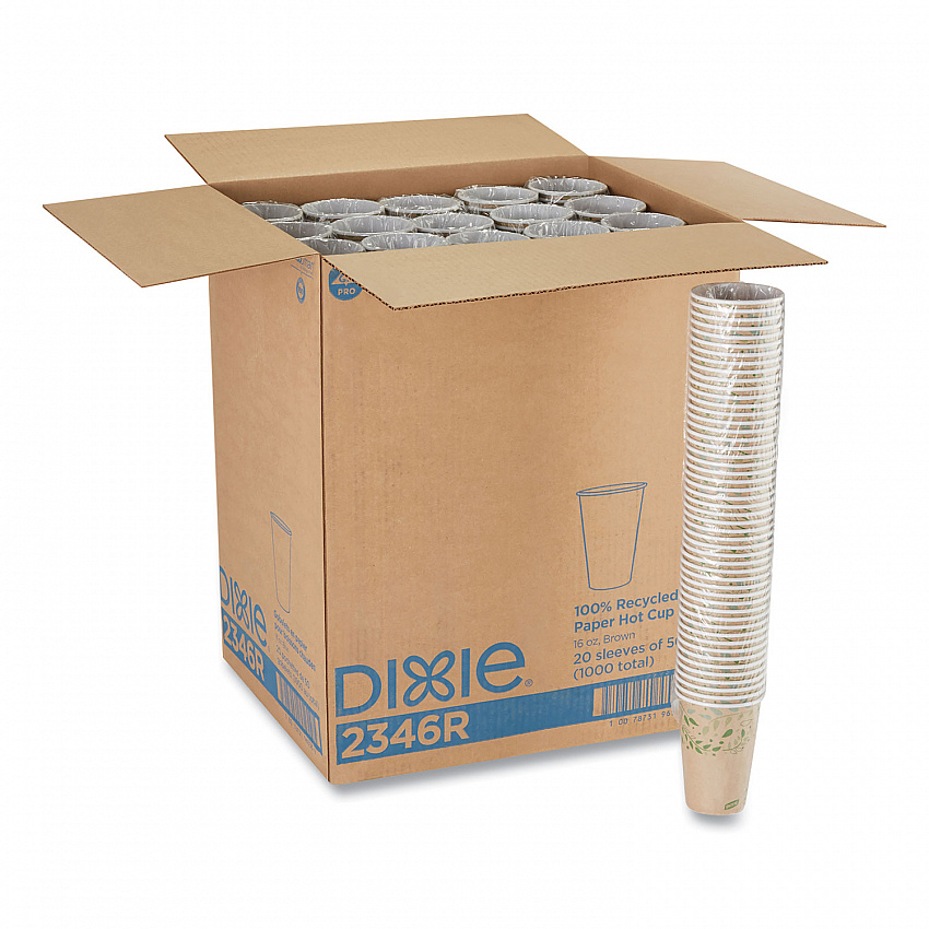 EcoSmart Recycled Hot/Cold Cups, 16 oz, Paper, Kraft/Green, 1,000/Carton (2346R)