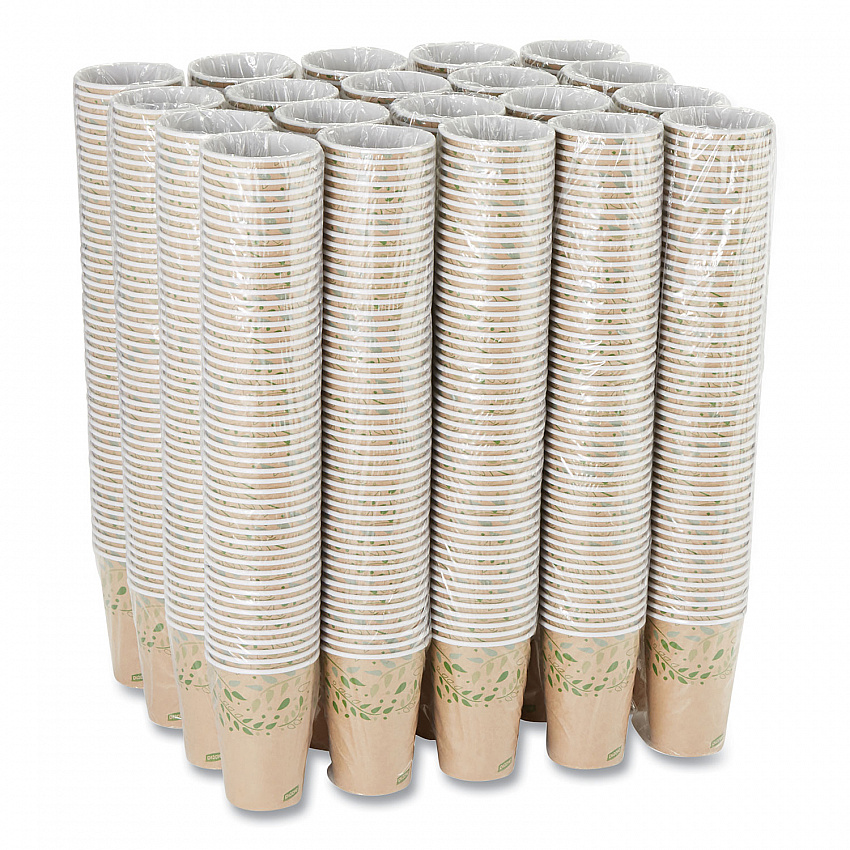 EcoSmart Recycled Hot/Cold Cups, 16 oz, Paper, Kraft/Green, 1,000/Carton (2346R)