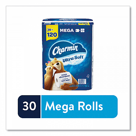 Ultra Soft Bathroom Tissue, Mega Roll, Septic Safe, 2-Ply, White, 244 Sheets/Roll, 30 Rolls/Pack (01537)