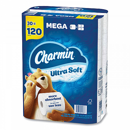 Ultra Soft Bathroom Tissue, Mega Roll, Septic Safe, 2-Ply, White, 244 Sheets/Roll, 30 Rolls/Pack (01537)