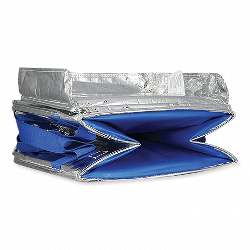 Fresh Eco Freeze Tote, (2) Blue Nylon Shoulder Straps, (2) Blue Nylon Strap Handles, 13.5" x 9" x 13", Silver/Blue, 4/Carton (UDMAG)