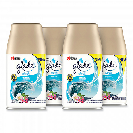 Automatic Air Freshener, Aqua Waves, 6.2 oz Spray Can, 4/Carton (325078)